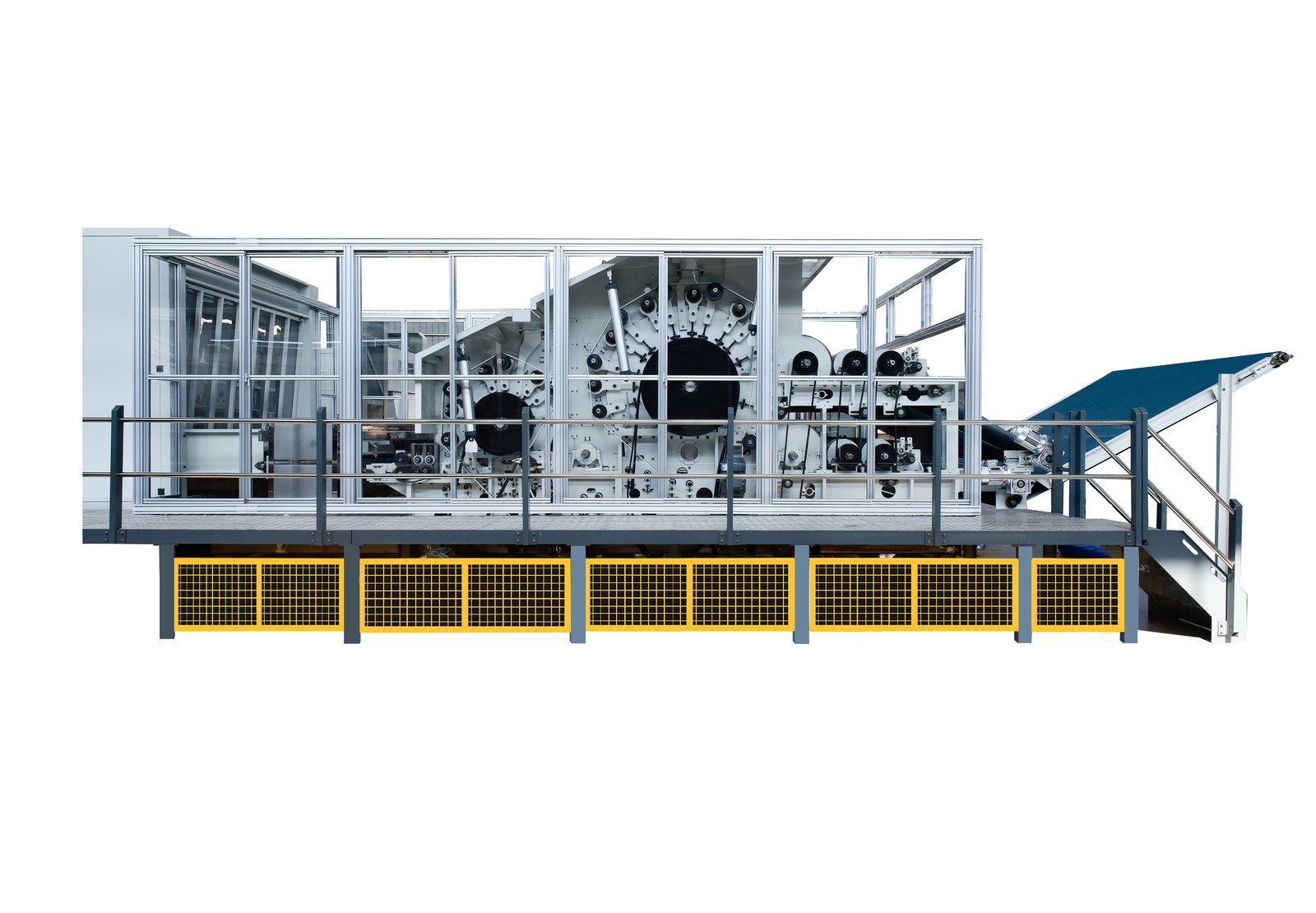Huakai CYLSL-I2500 carding machine — feed and web output side